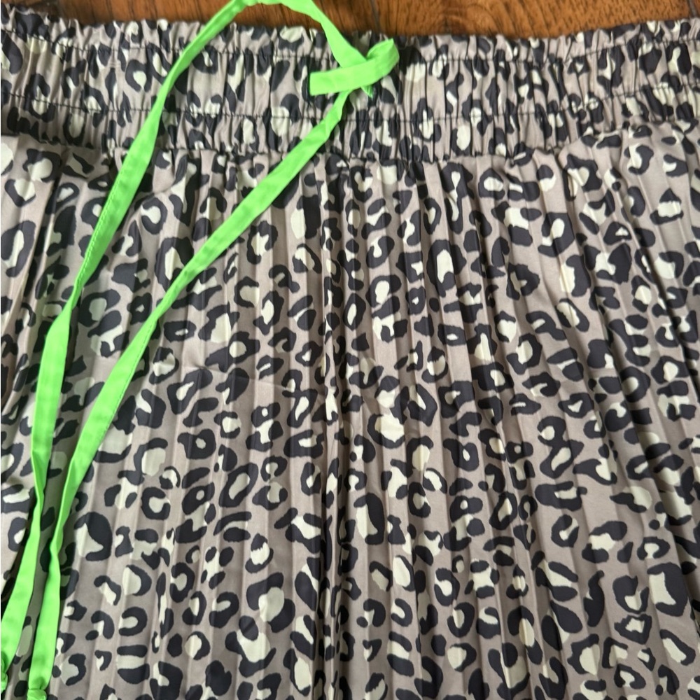 Wild Fable Leopard Print Maxi Skirt with Neon Green Tie